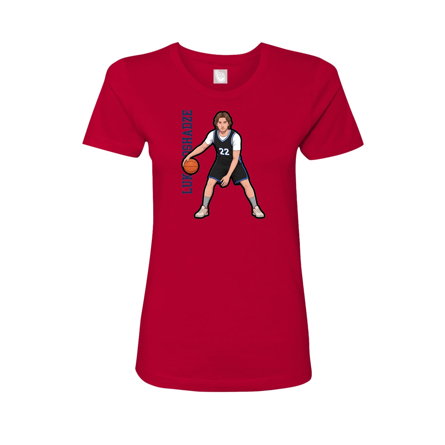 Fitted Women's Tee — Name Vertical in Red