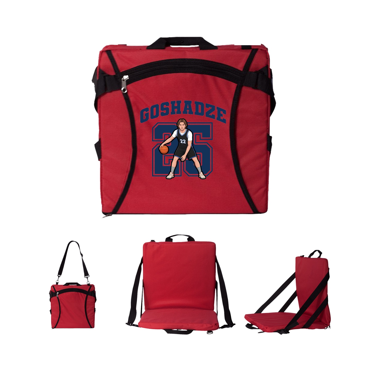 Folding Stadium Seat — Number in Red