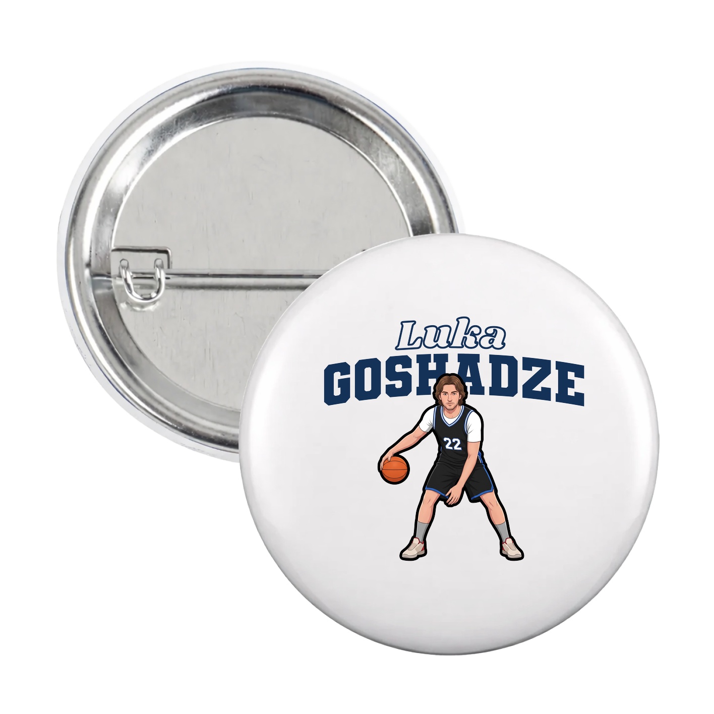 Game Day Button — Name Arch in White