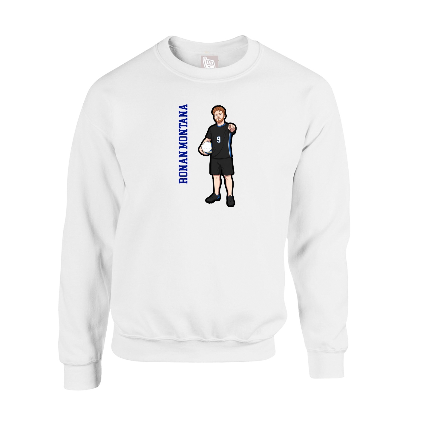 Fleece Crew — Name Vertical in White