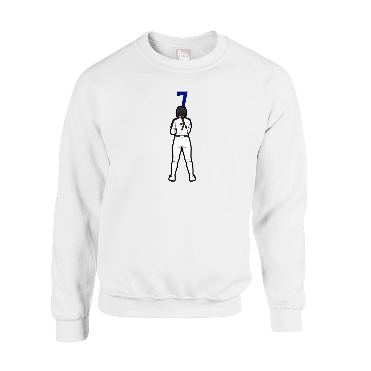 Fleece Crew — Number Top in White