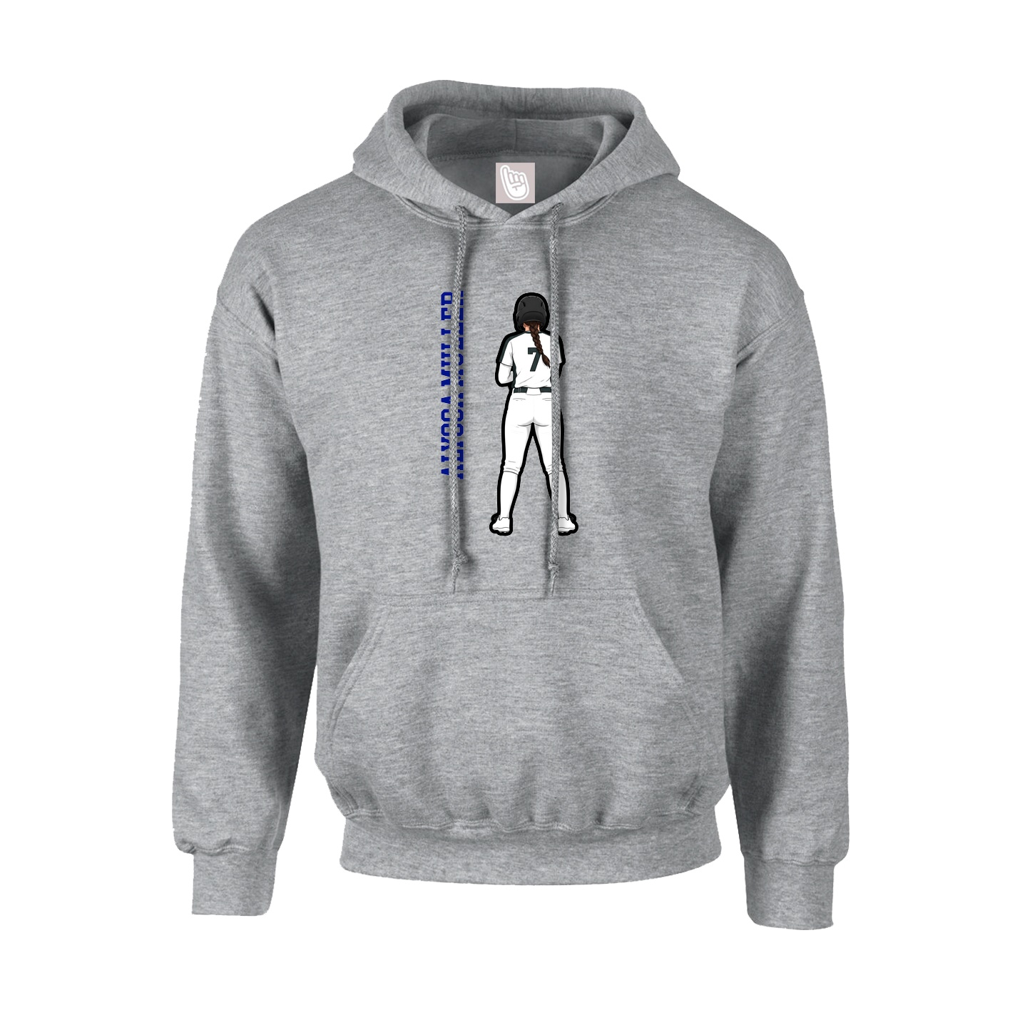 Hoodie — Name Vertical in Grey