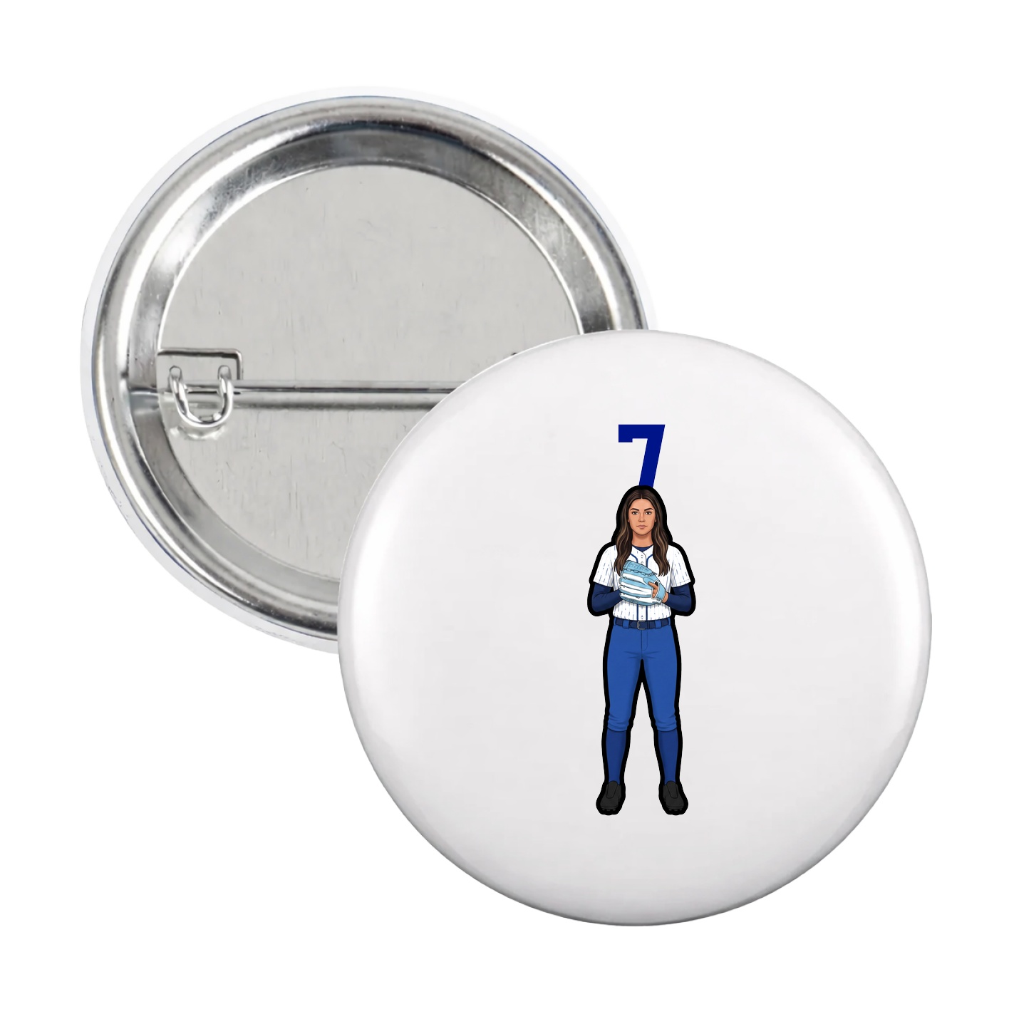Game Day Button — Number Top in White