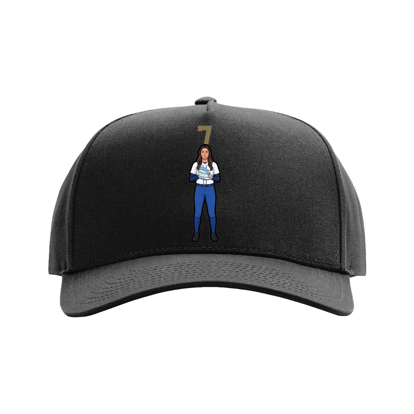 Full Fabric Five-Panel Champ Cap — Number Top in Black