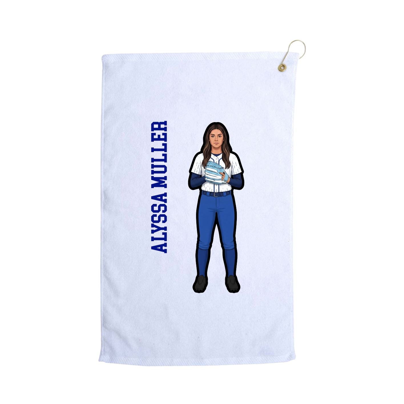 Golf Towel — Name Vertical in White