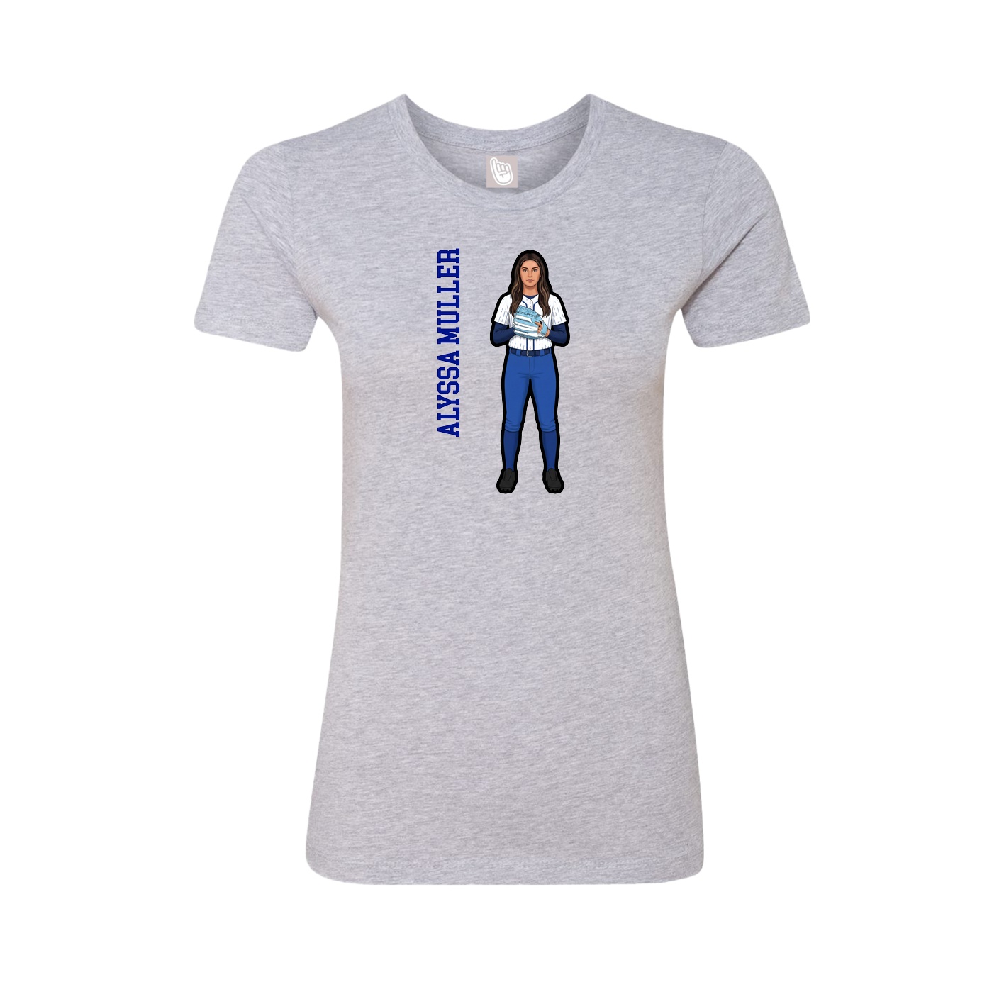 Fitted Women's Tee — Name Vertical in Grey