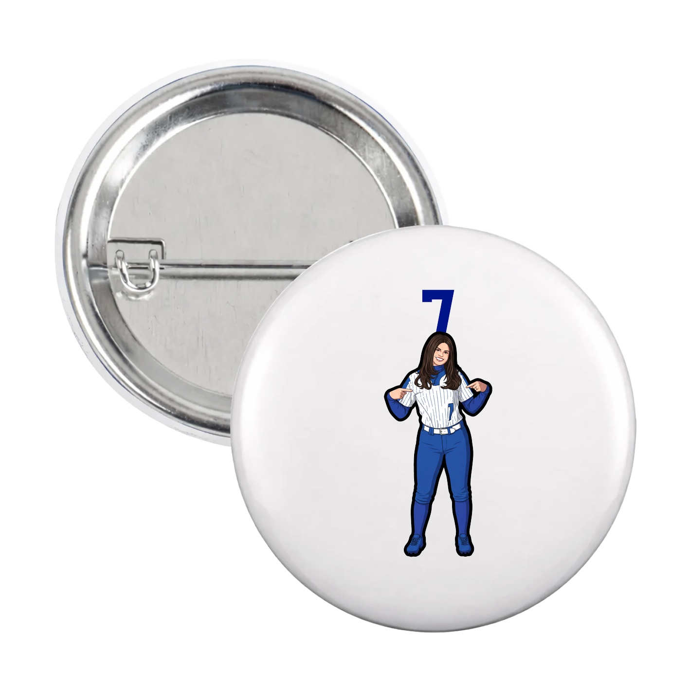 Game Day Button — Number Top in White
