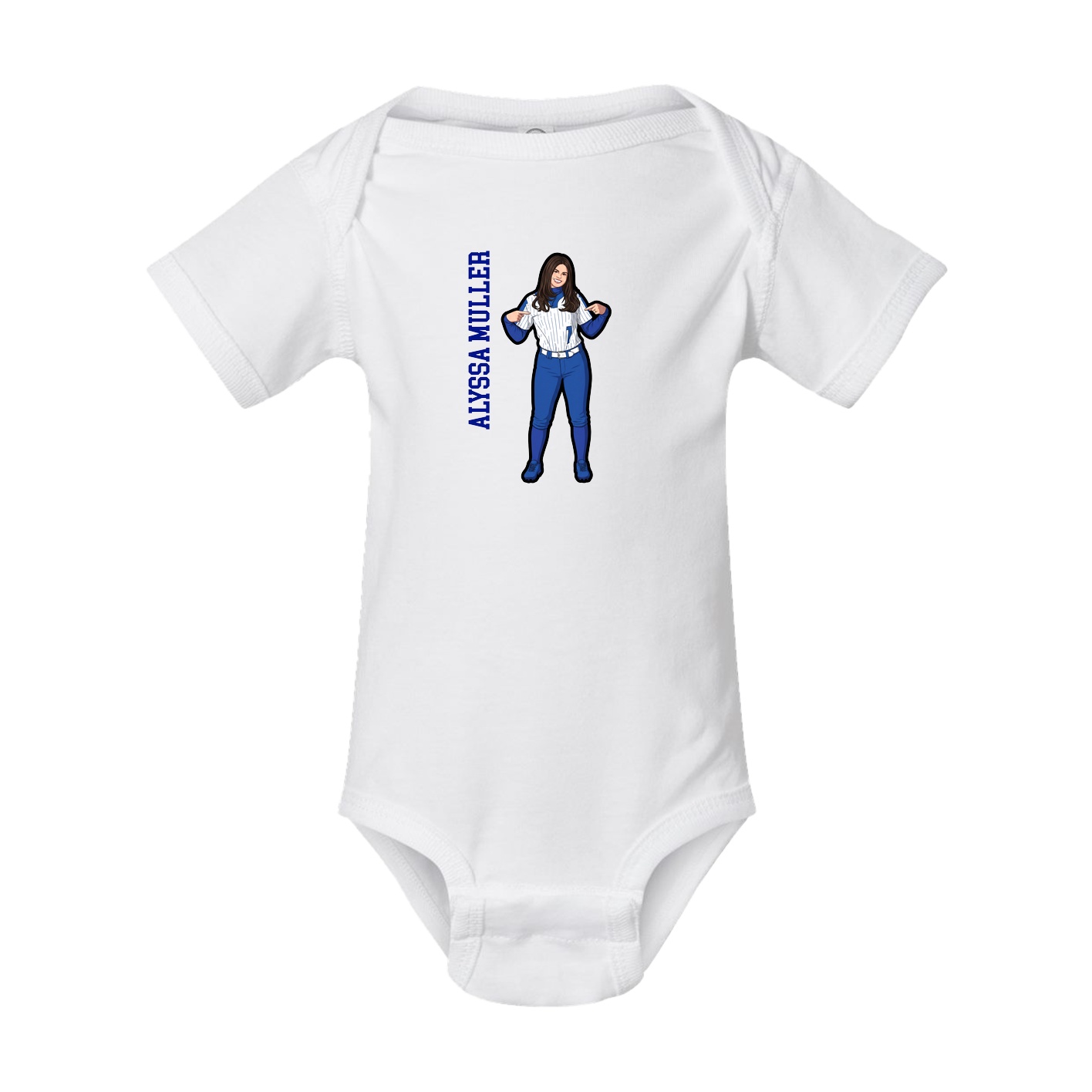Baby Onesie — Name Vertical in White