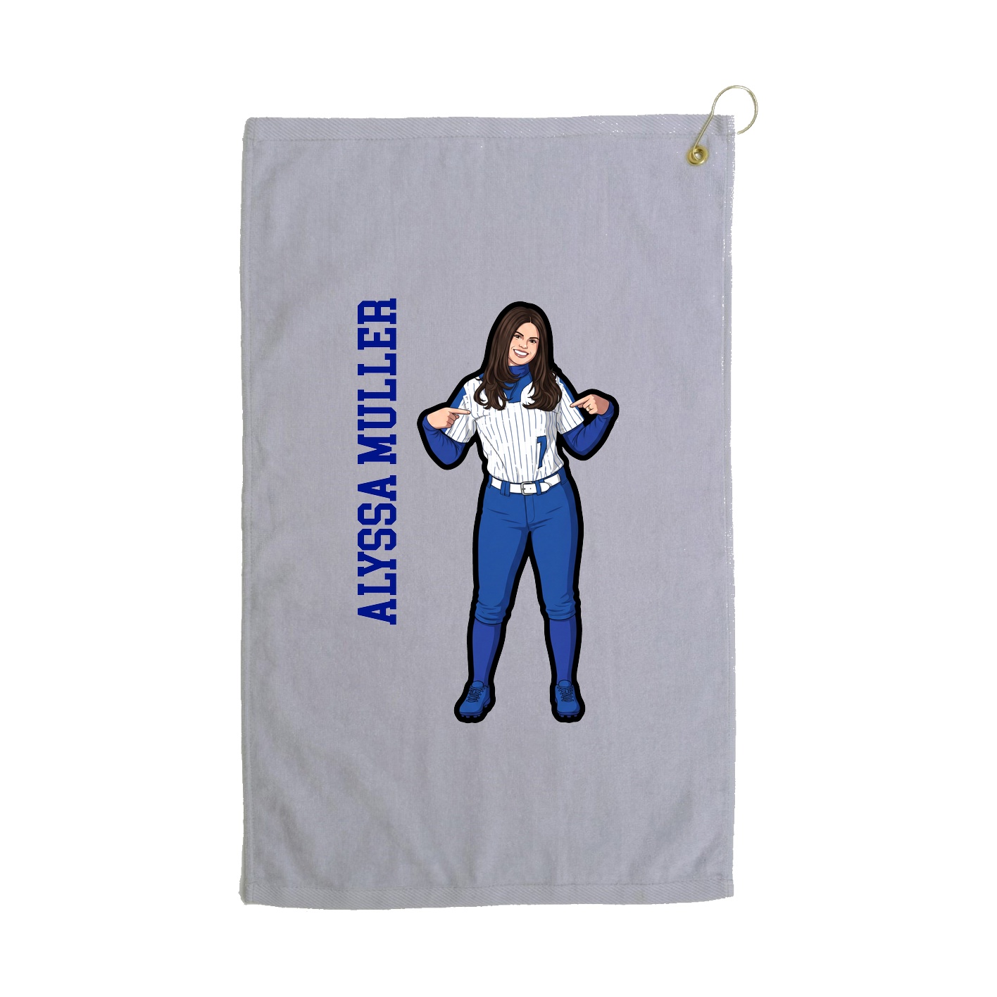 Golf Towel — Name Vertical in Grey