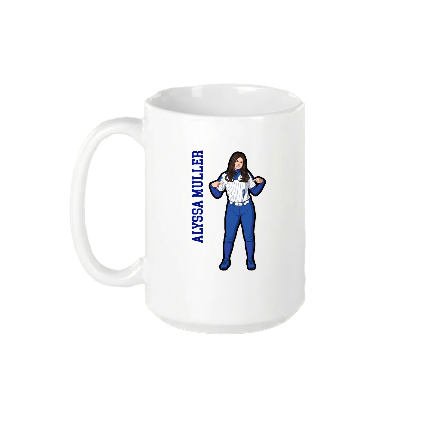 15oz Coffee Mug — Name Vertical in White