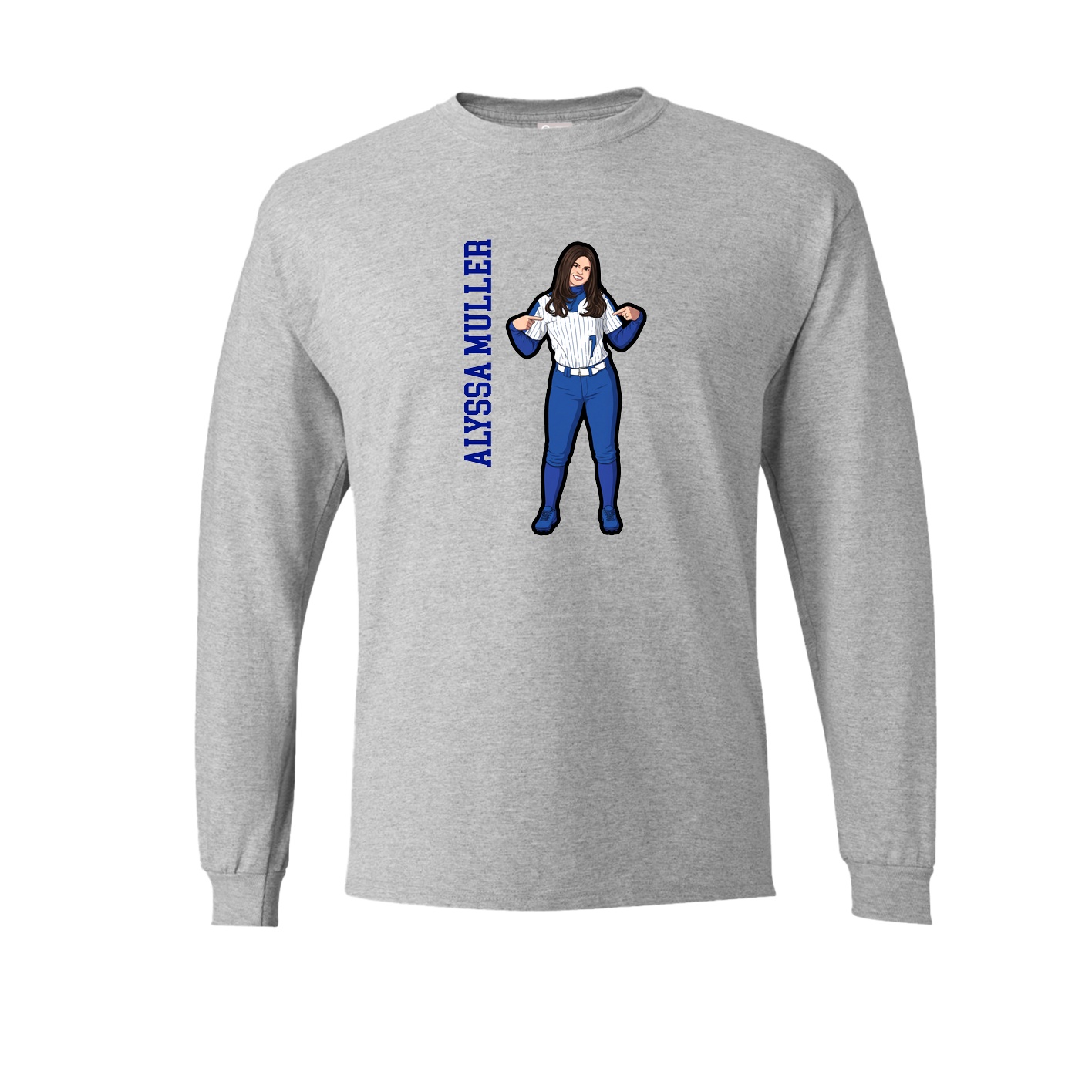 Long Sleeve Tee — Name Vertical in Grey