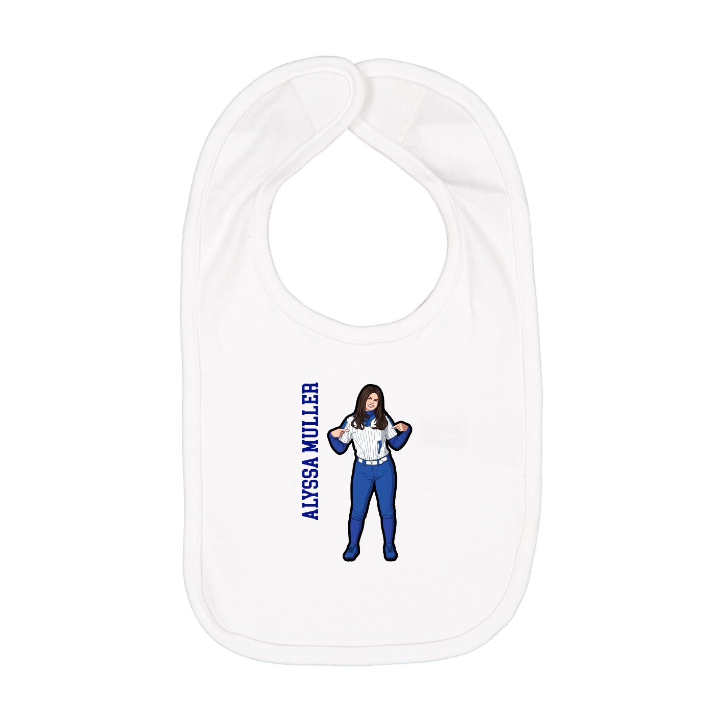 Infant Bib — Name Vertical in White