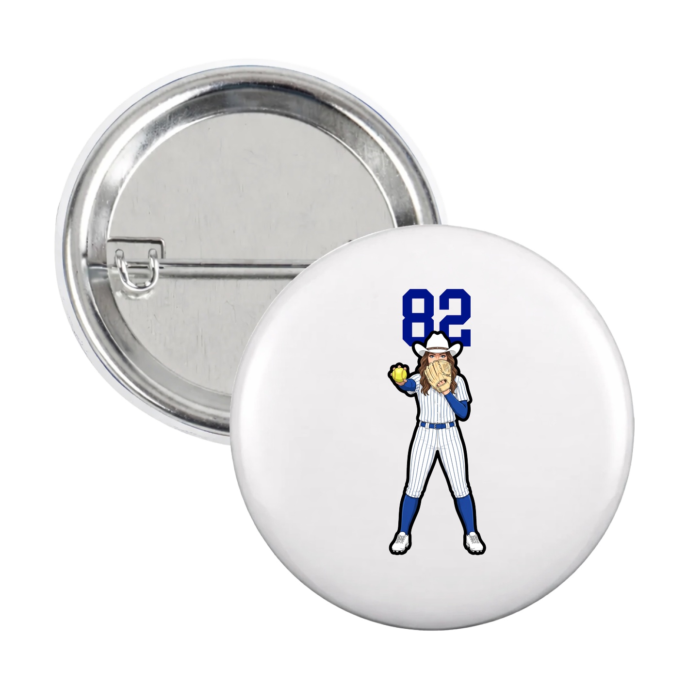 Game Day Button — Number Top in White