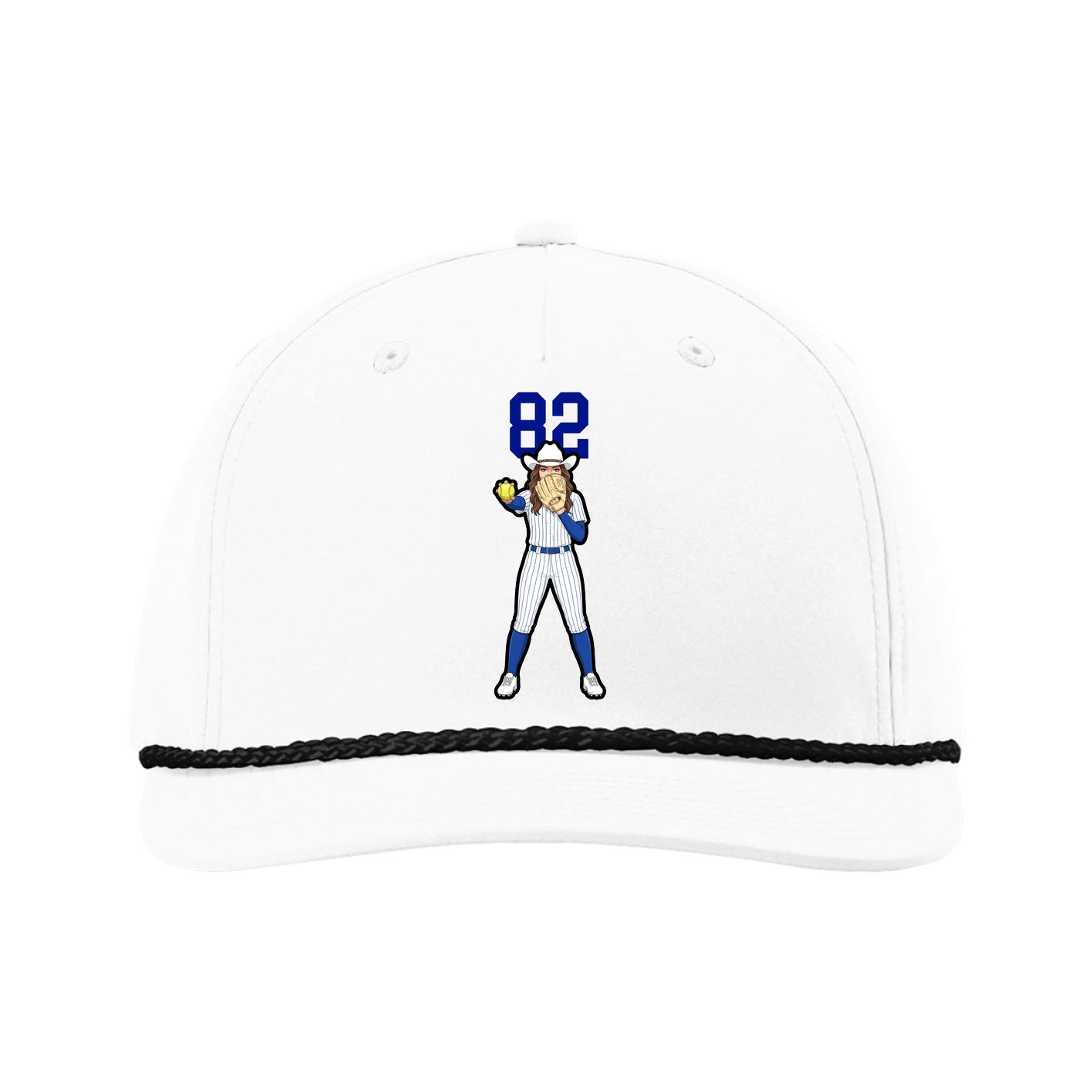 Five-Panel Classic Rope Cap — Number Top in White