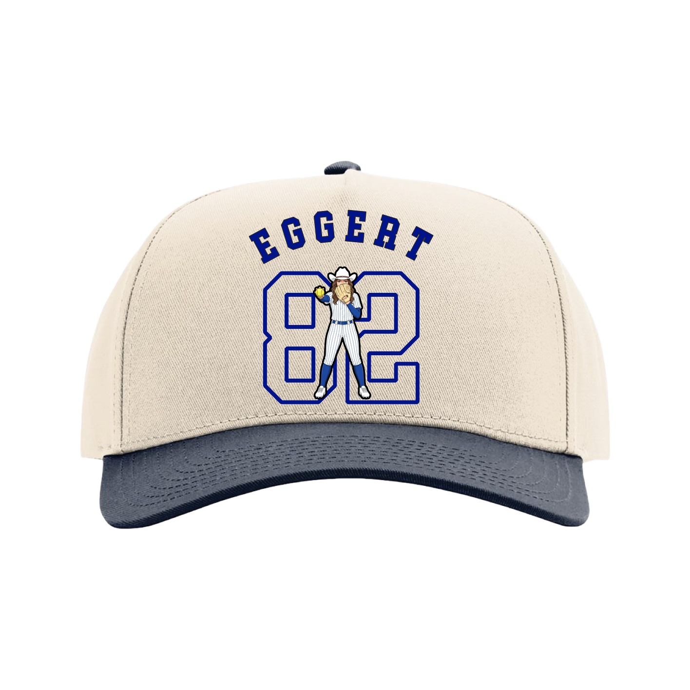 Full Fabric Five-Panel Champ Cap — Shirsey Arch in Cream/Navy