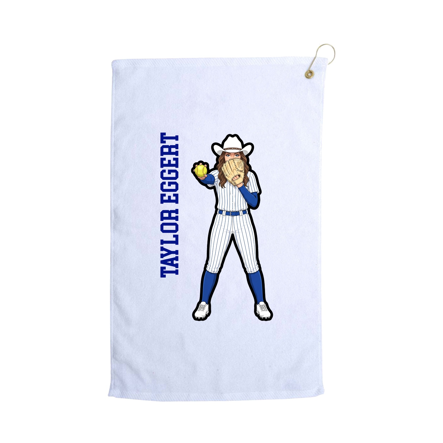 Golf Towel — Name Vertical in White