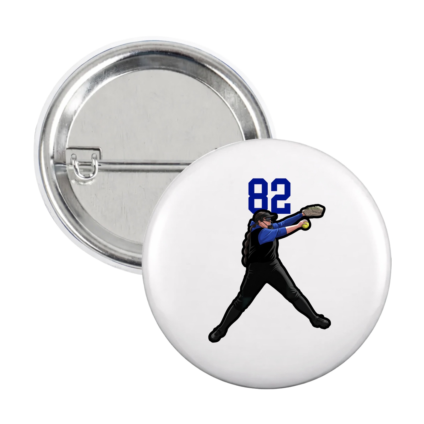 Game Day Button — Number Top in White