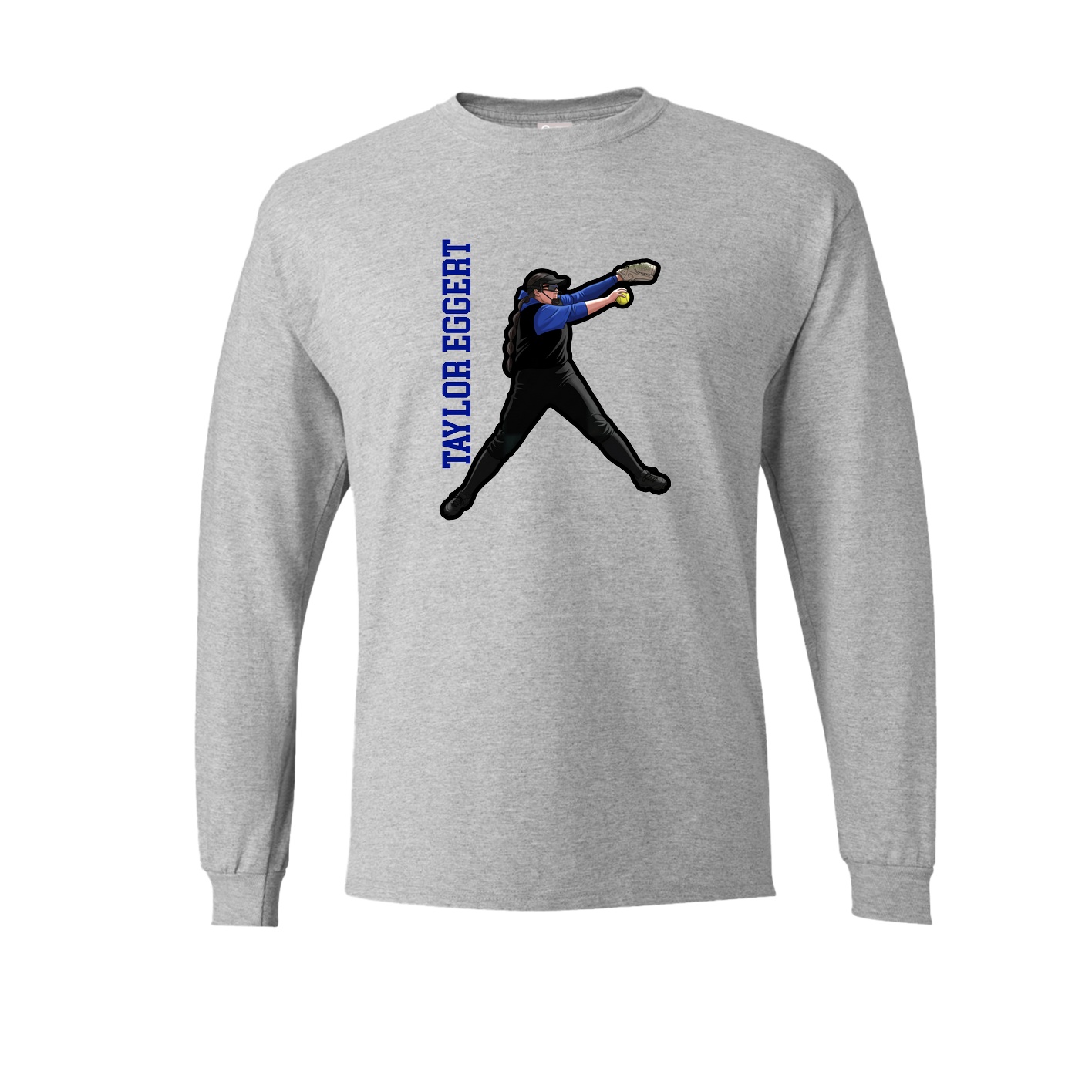 Long Sleeve Tee — Name Vertical in Grey