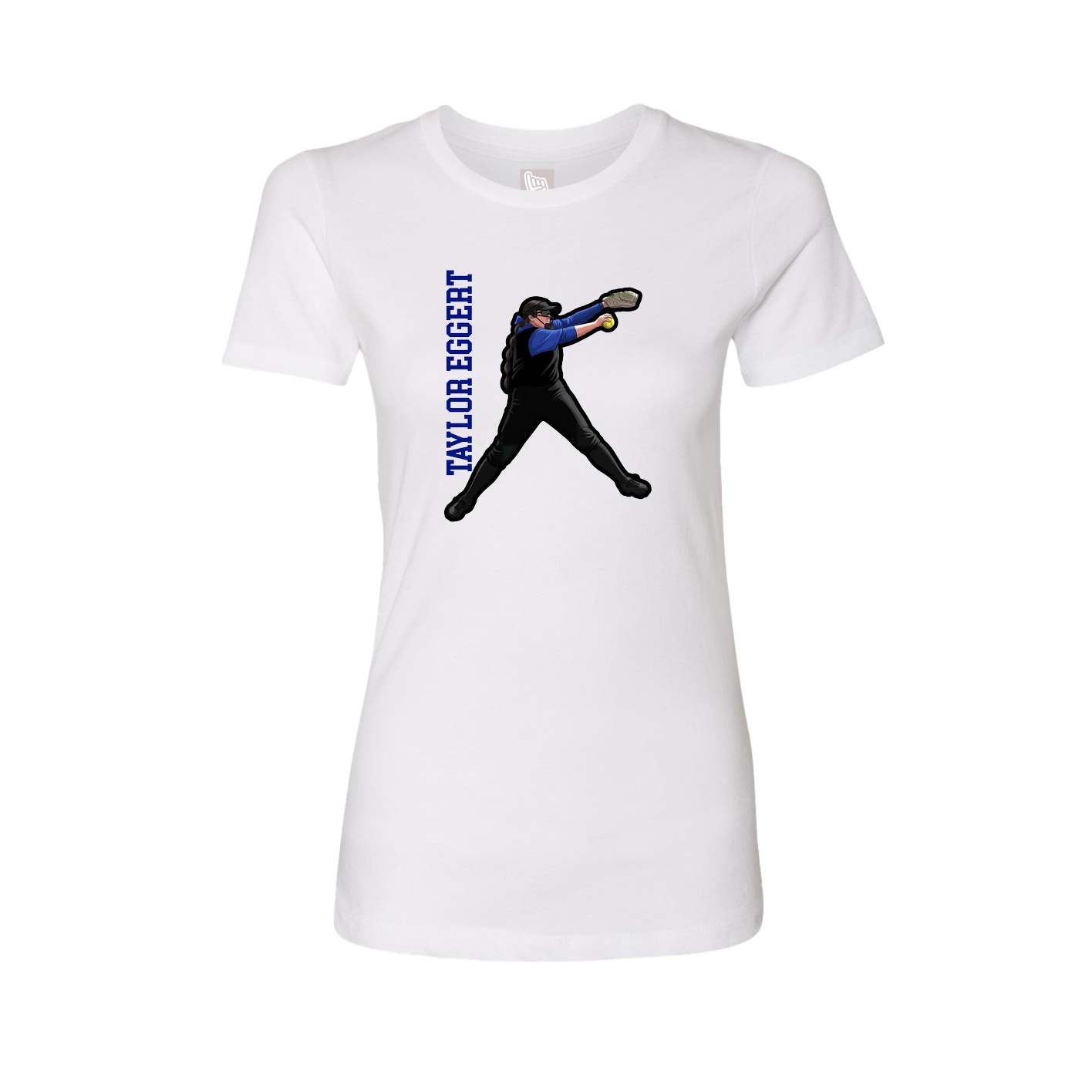 Womens Tee — Name Vertical in White
