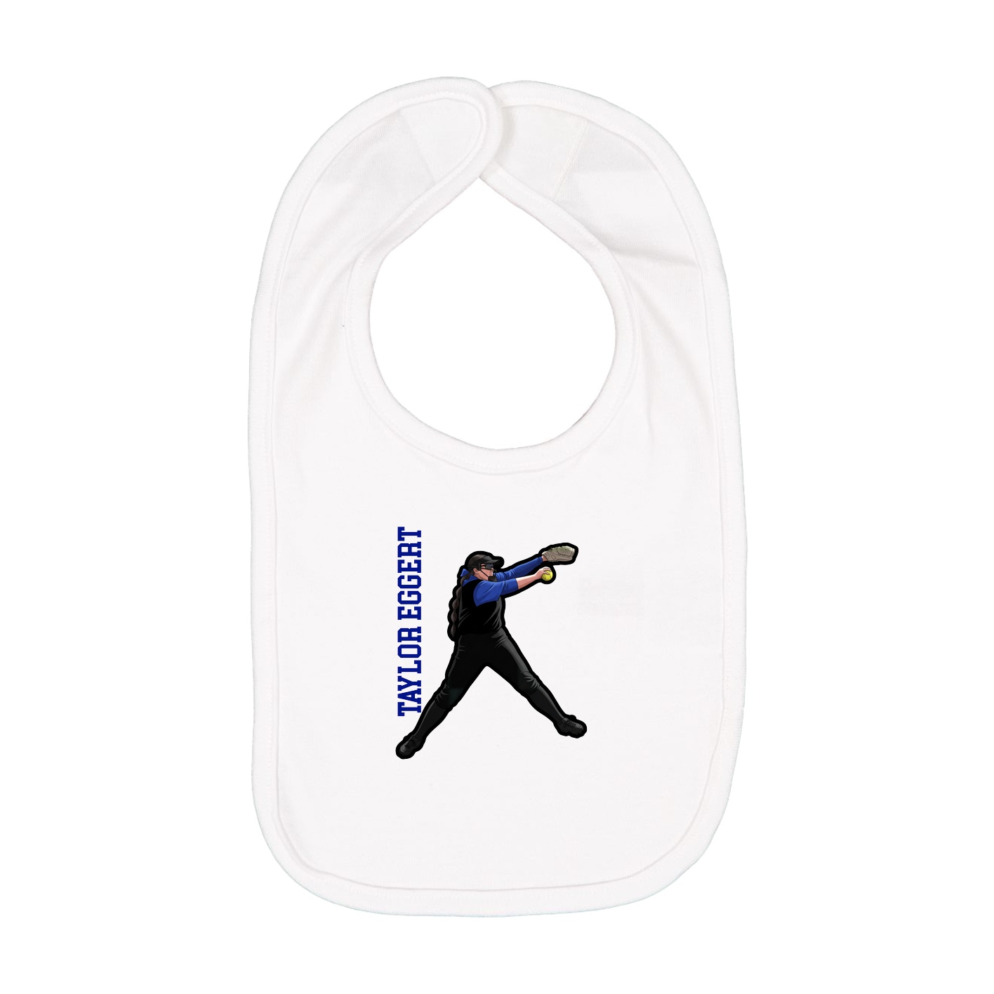 Infant Bib — Name Vertical in White