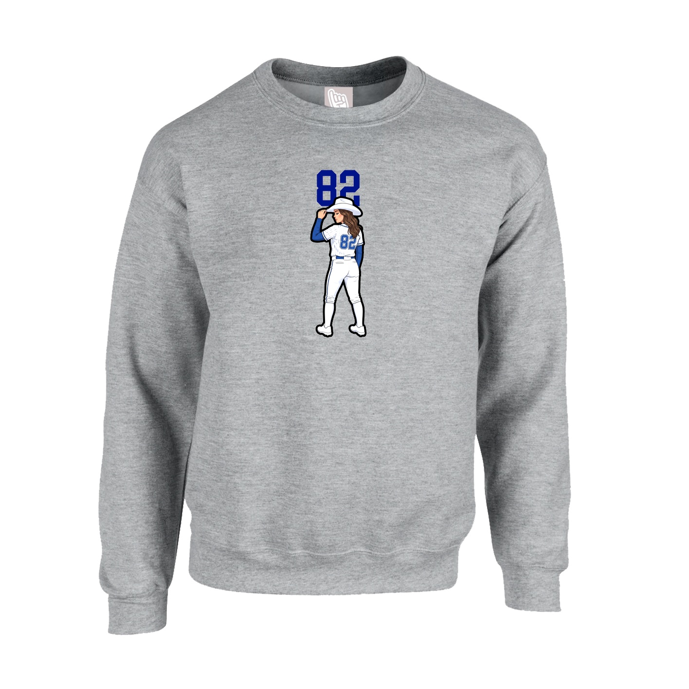 Fleece Crew — Number Top in Grey