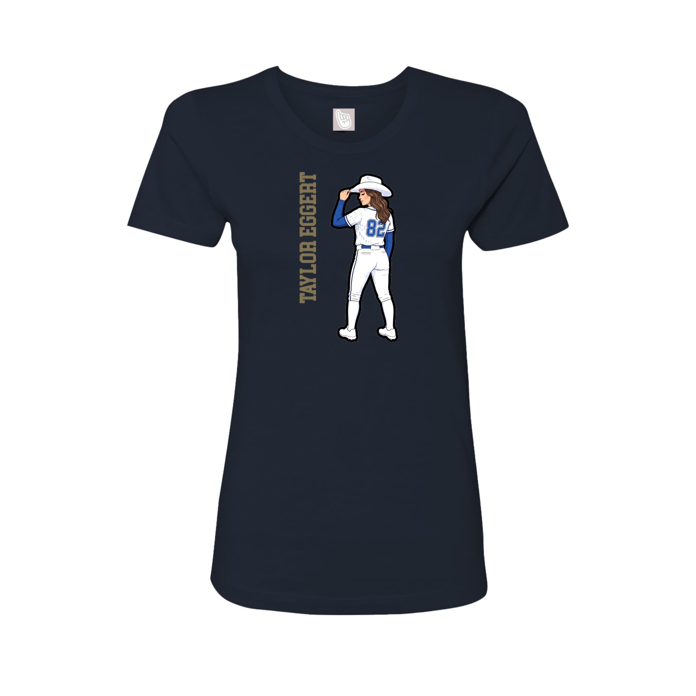Womens Tee — Name Vertical in Navy