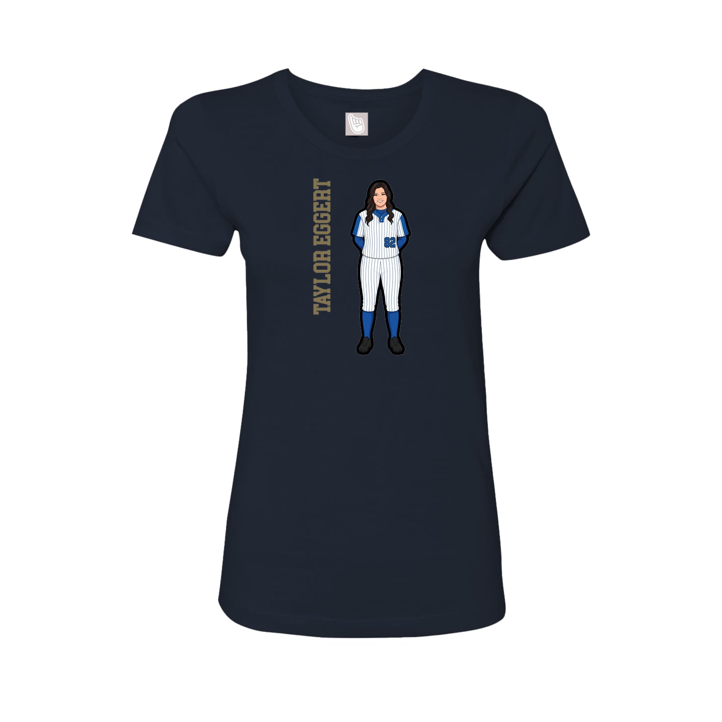 Womens Tee — Name Vertical in Navy
