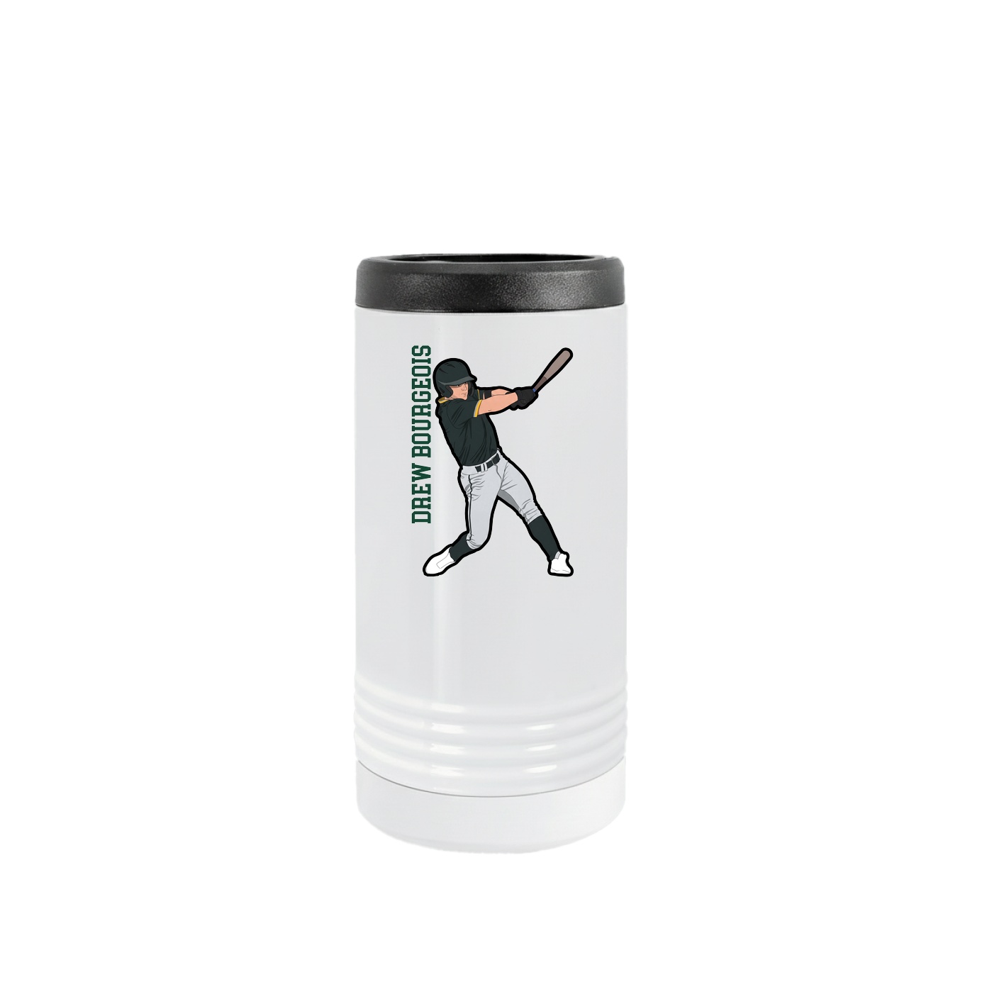 Slim Beverage Holder — Name Vertical in White