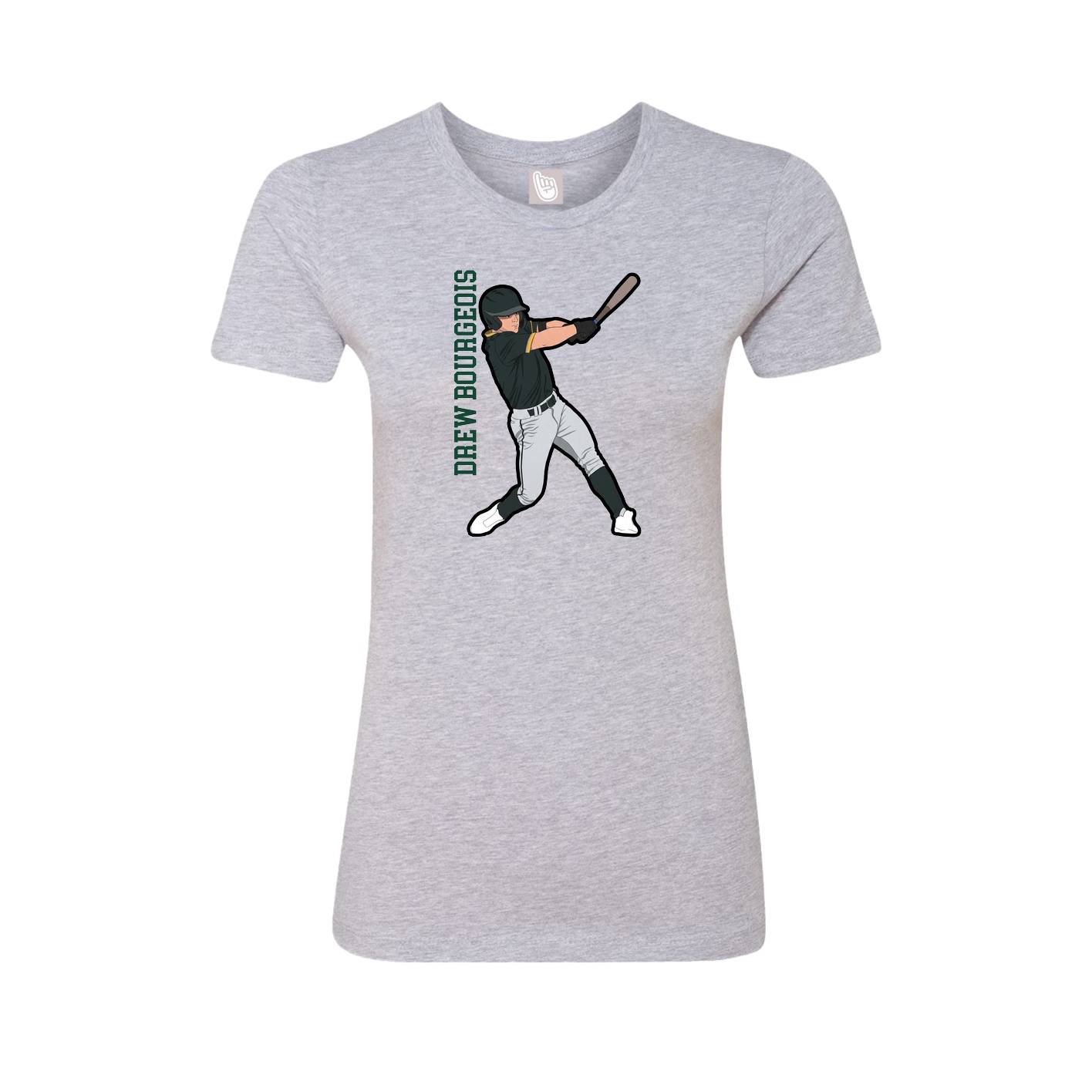 Fitted Women's Tee — Name Vertical in Grey