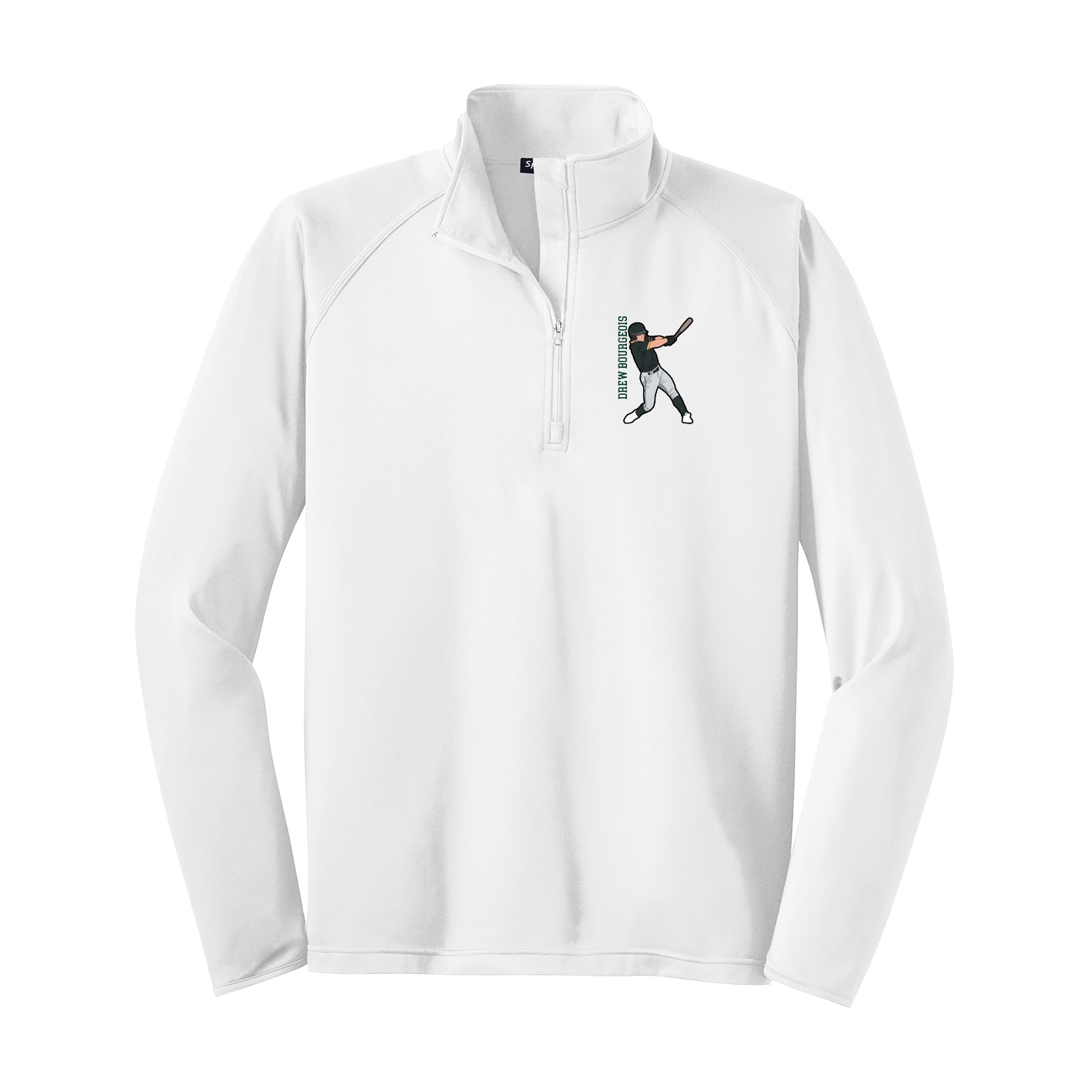 Q-Zip Pullover — Name Vertical in White