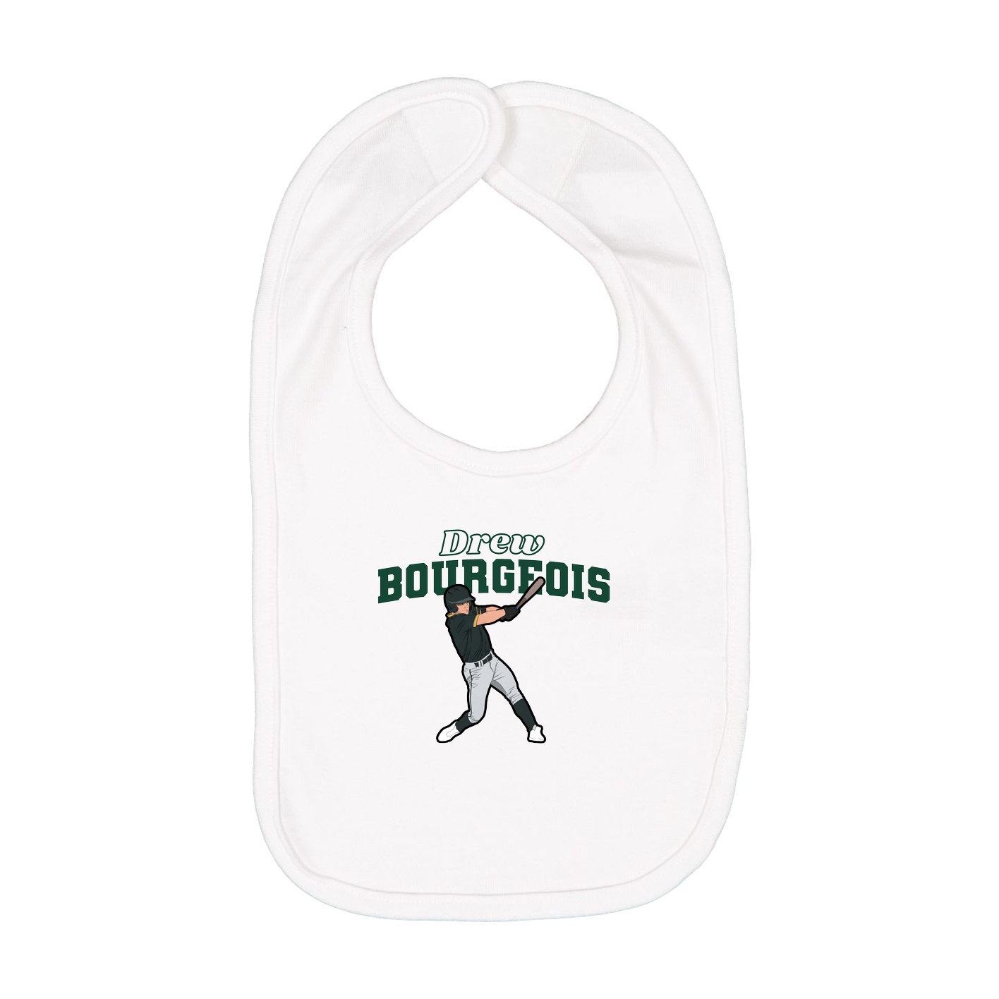 Infant Bib — Name Arch in White