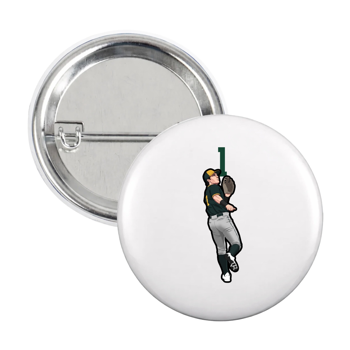 Game Day Button — Number Top in White