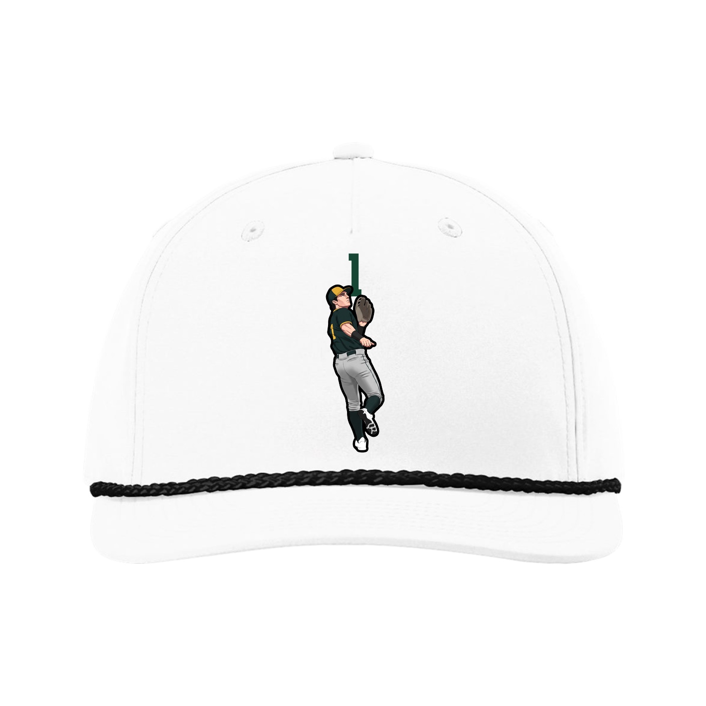 Five-Panel Classic Rope Cap — Number Top in White