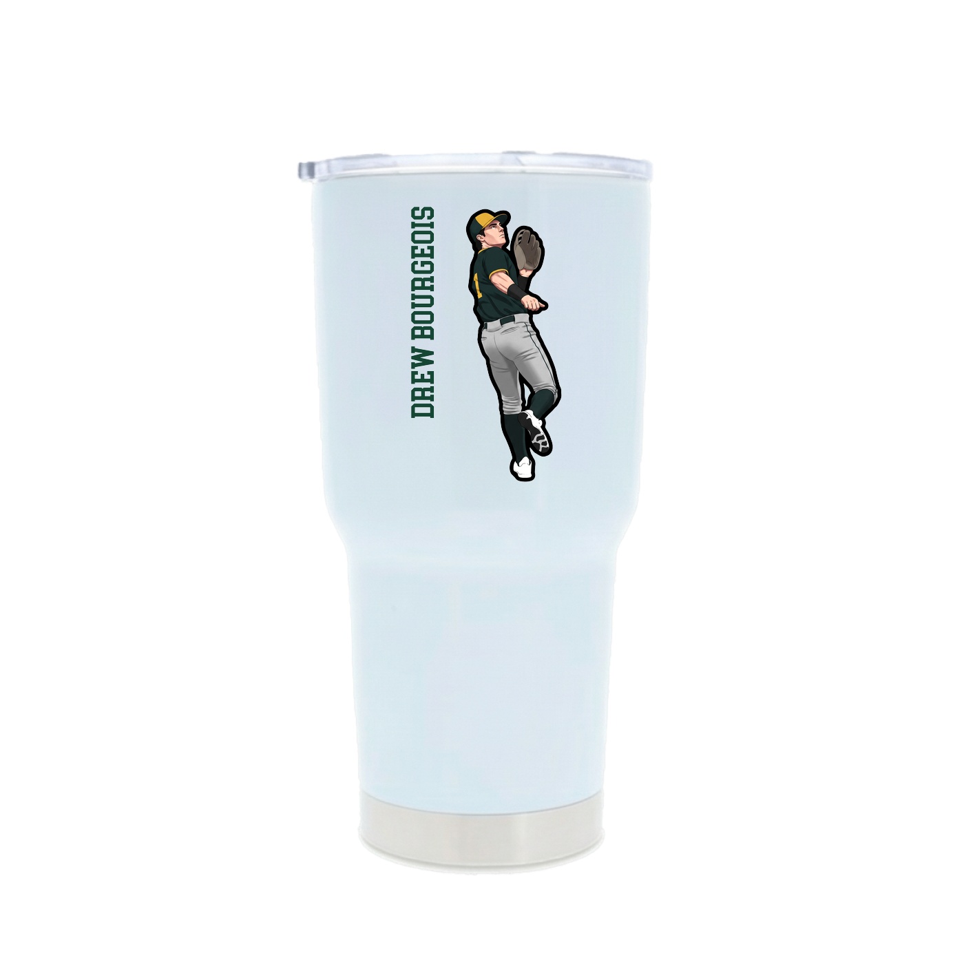 30oz Stainless Steel Tumbler — Name Vertical in White