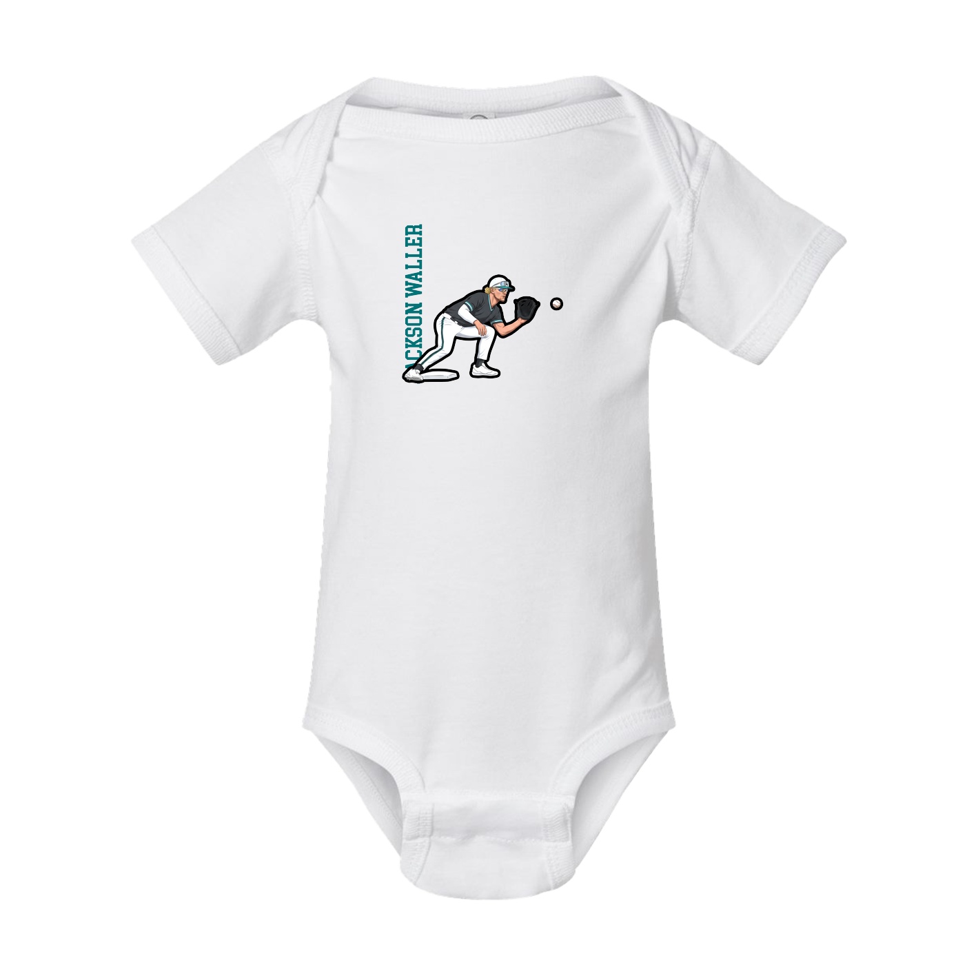 Baby Onesie — Name Vertical in White