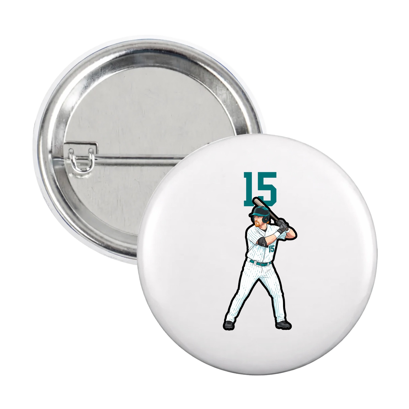 Game Day Button — Number Top in White