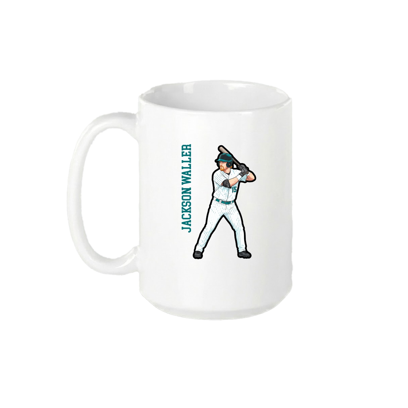15oz Coffee Mug — Name Vertical in White