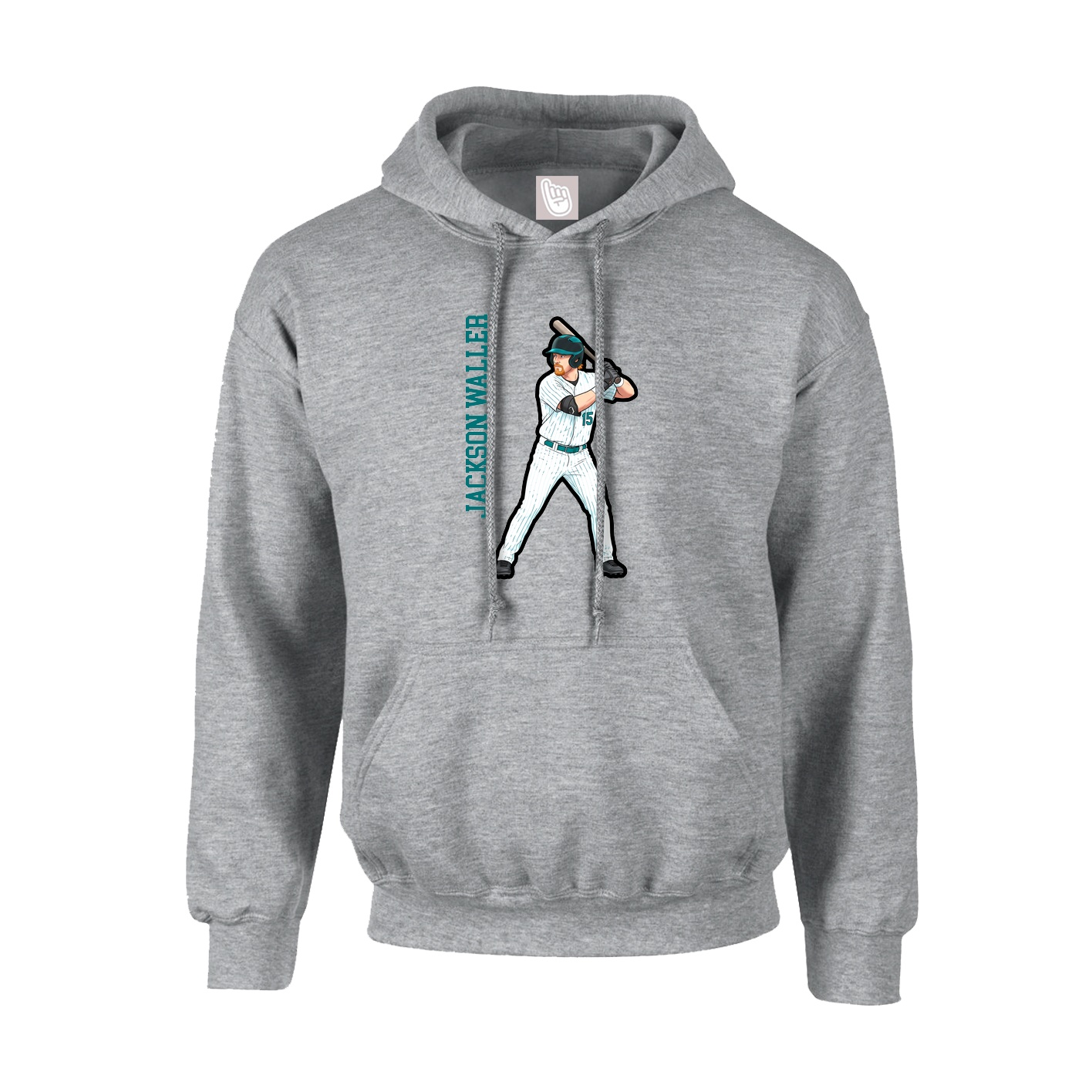 Hoodie — Name Vertical in Grey