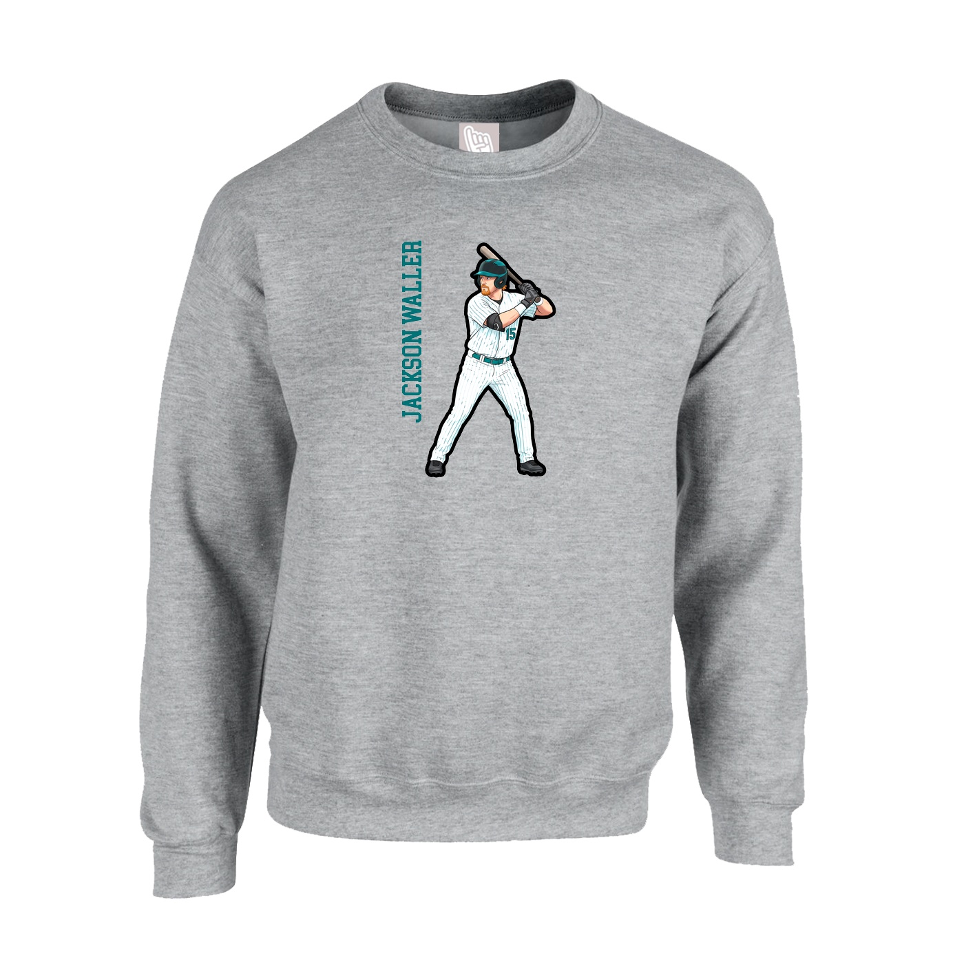 Fleece Crew — Name Vertical in Grey