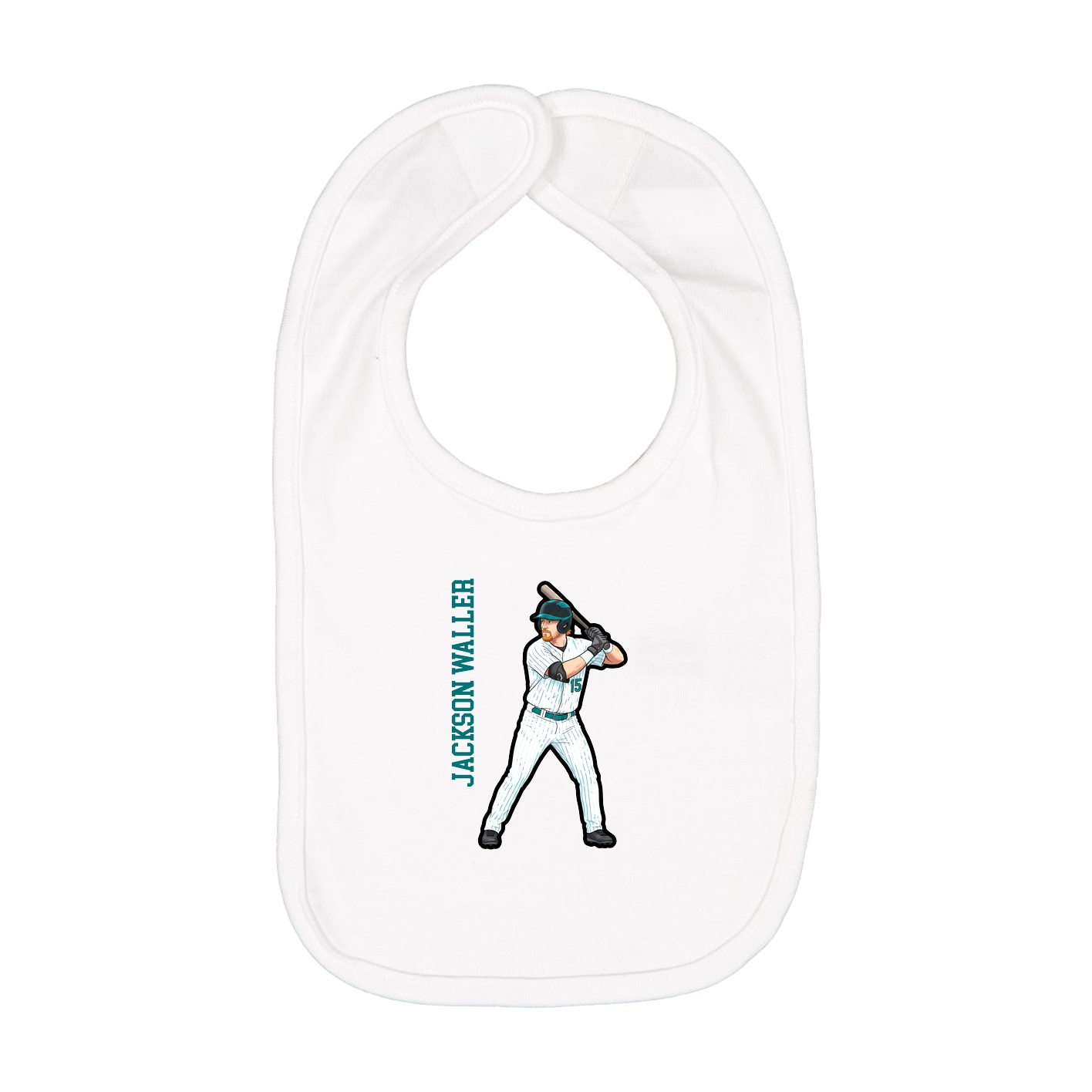 Infant Bib — Name Vertical in White