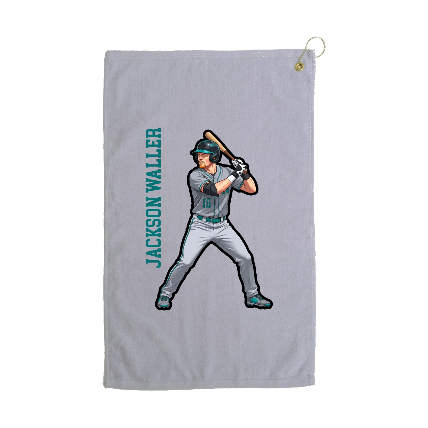 Golf Towel — Name Vertical in Grey