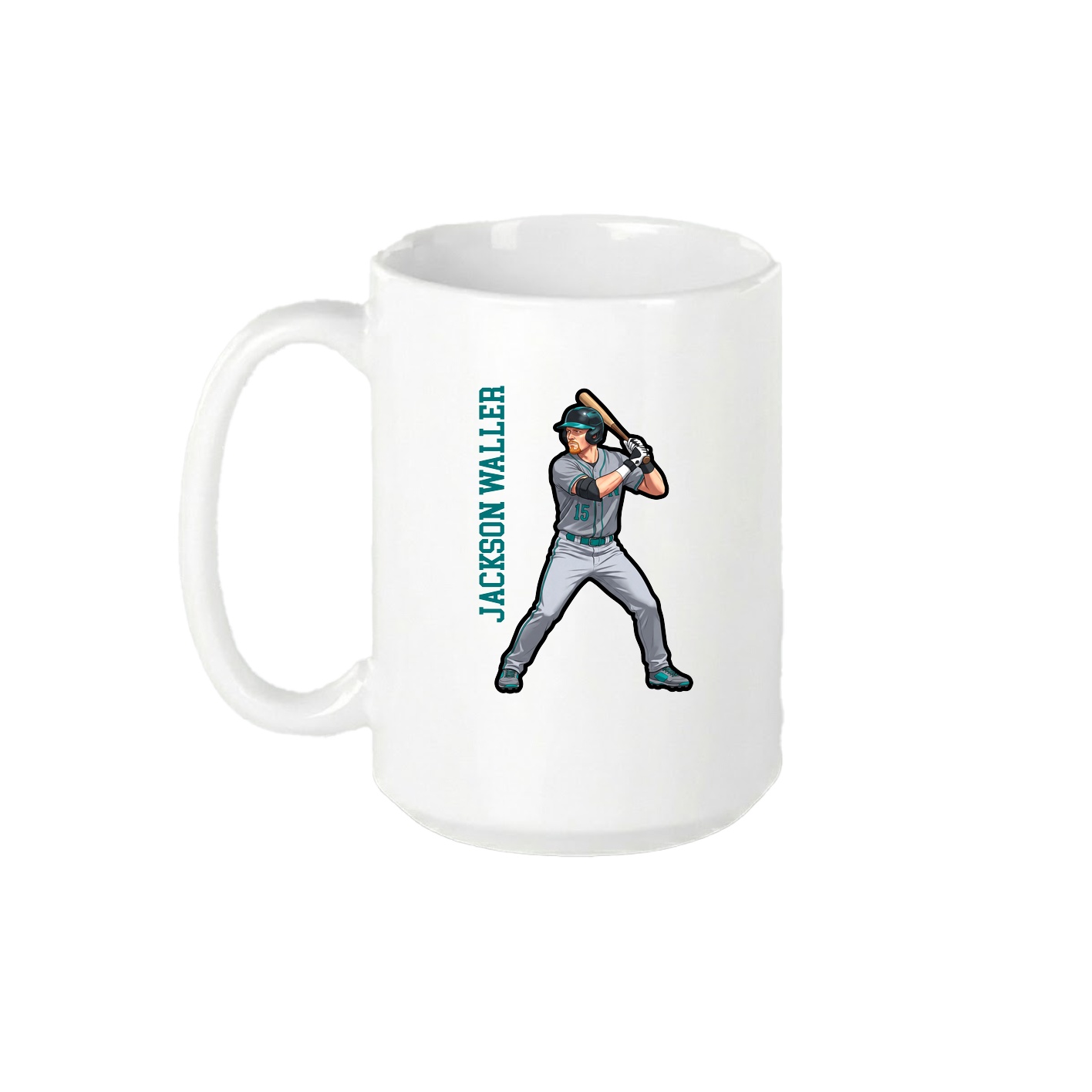 15oz Coffee Mug — Name Vertical in White