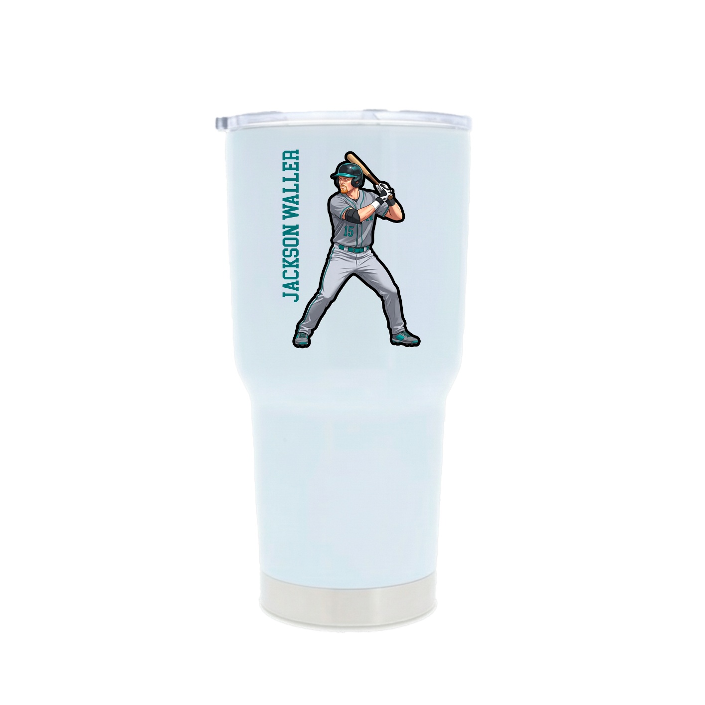 30oz Stainless Steel Tumbler — Name Vertical in White