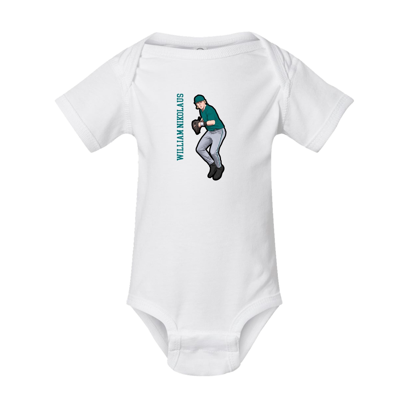 Baby Onesie — Name Vertical in White
