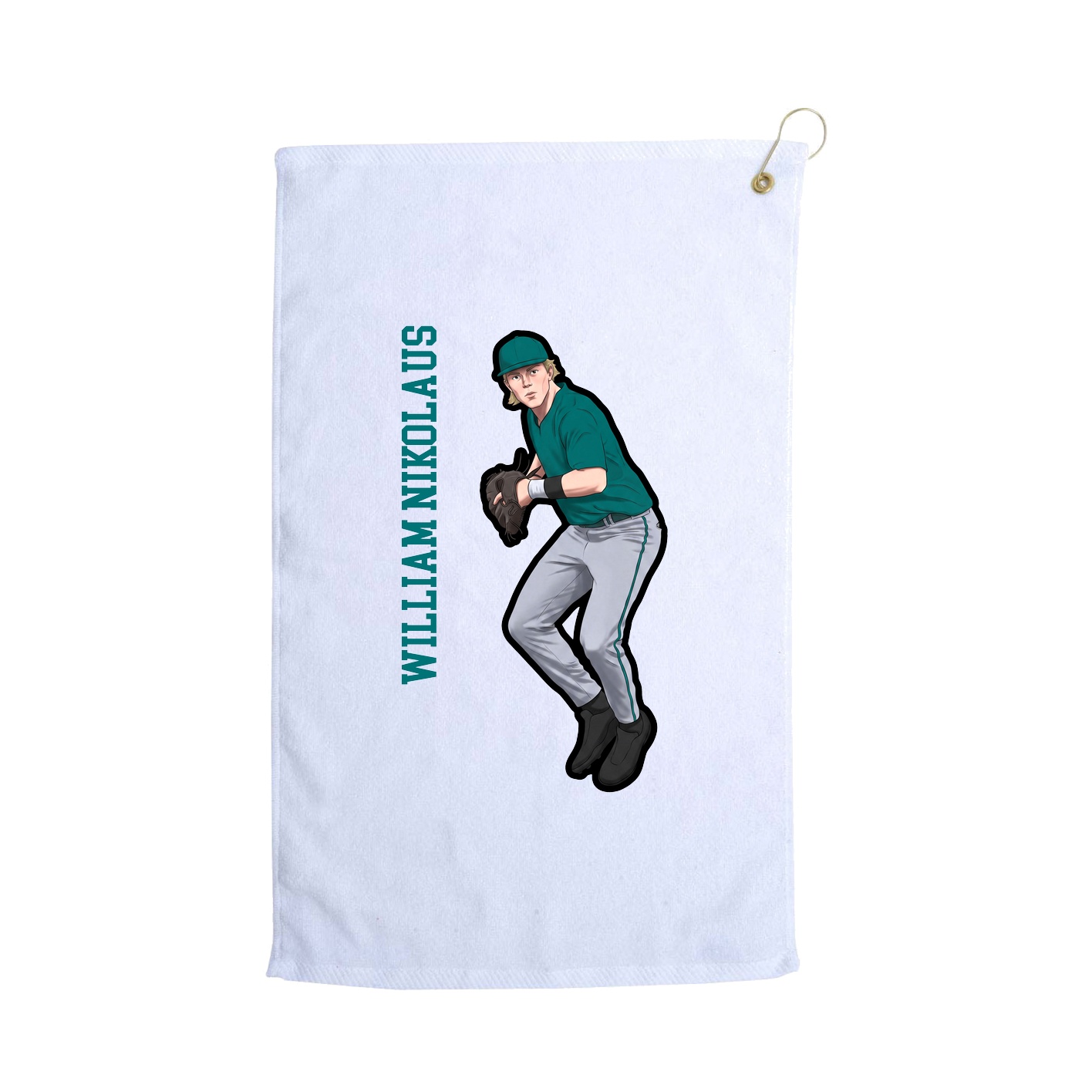 Golf Towel — Name Vertical in White