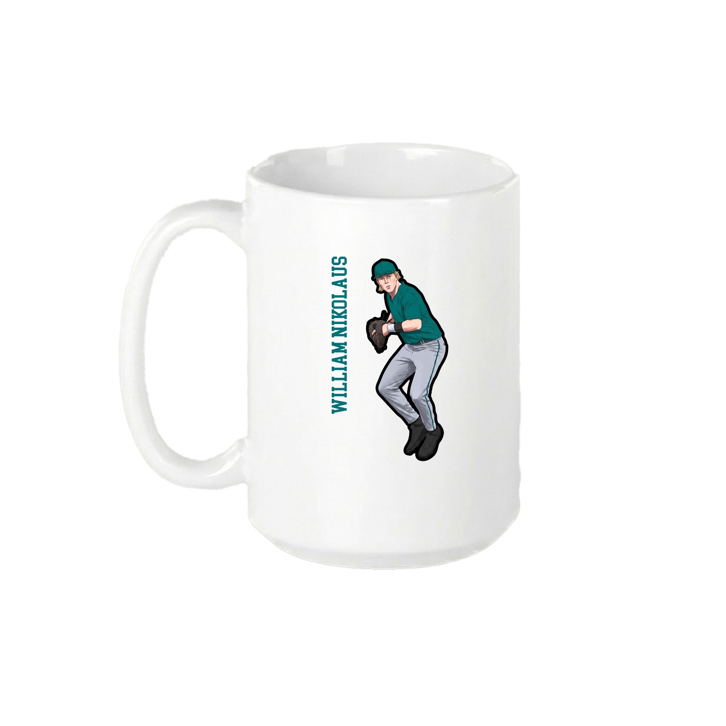 15oz Coffee Mug — Name Vertical in White