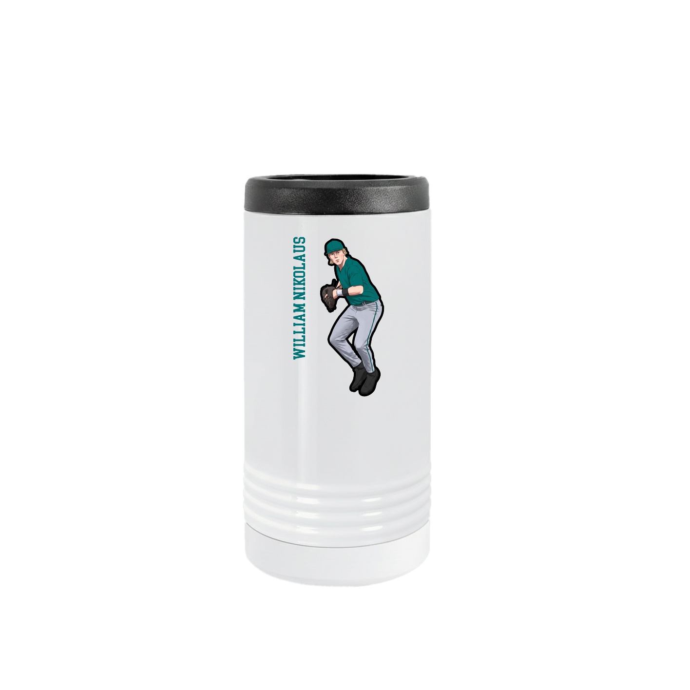 Slim Beverage Holder — Name Vertical in White