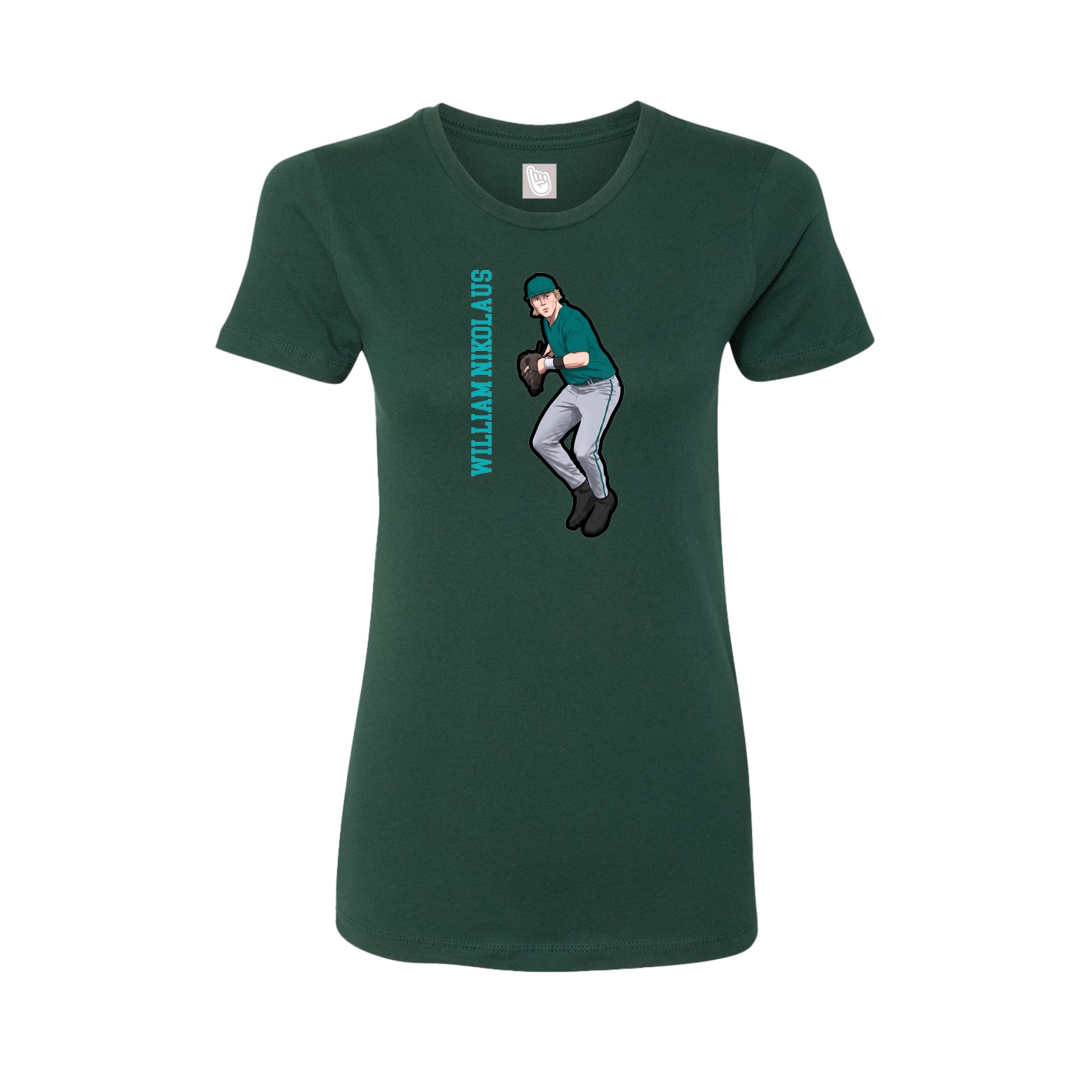Fitted Women's Tee — Name Vertical in Green