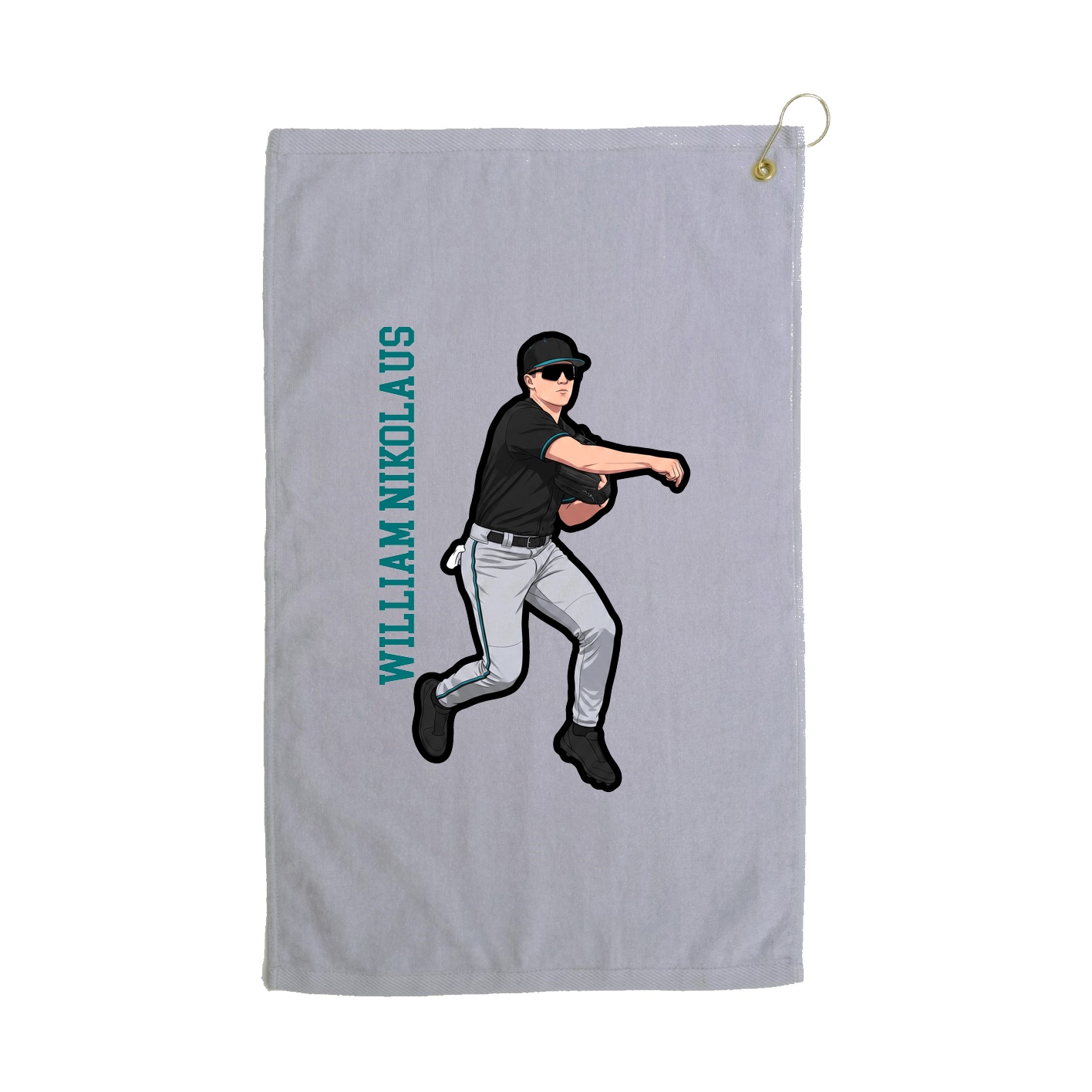 Golf Towel — Name Vertical in Grey