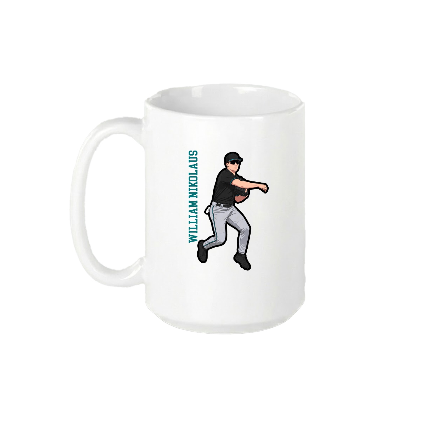 15oz Coffee Mug — Name Vertical in White